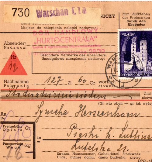 warschau - piaski paketkarte 1940782